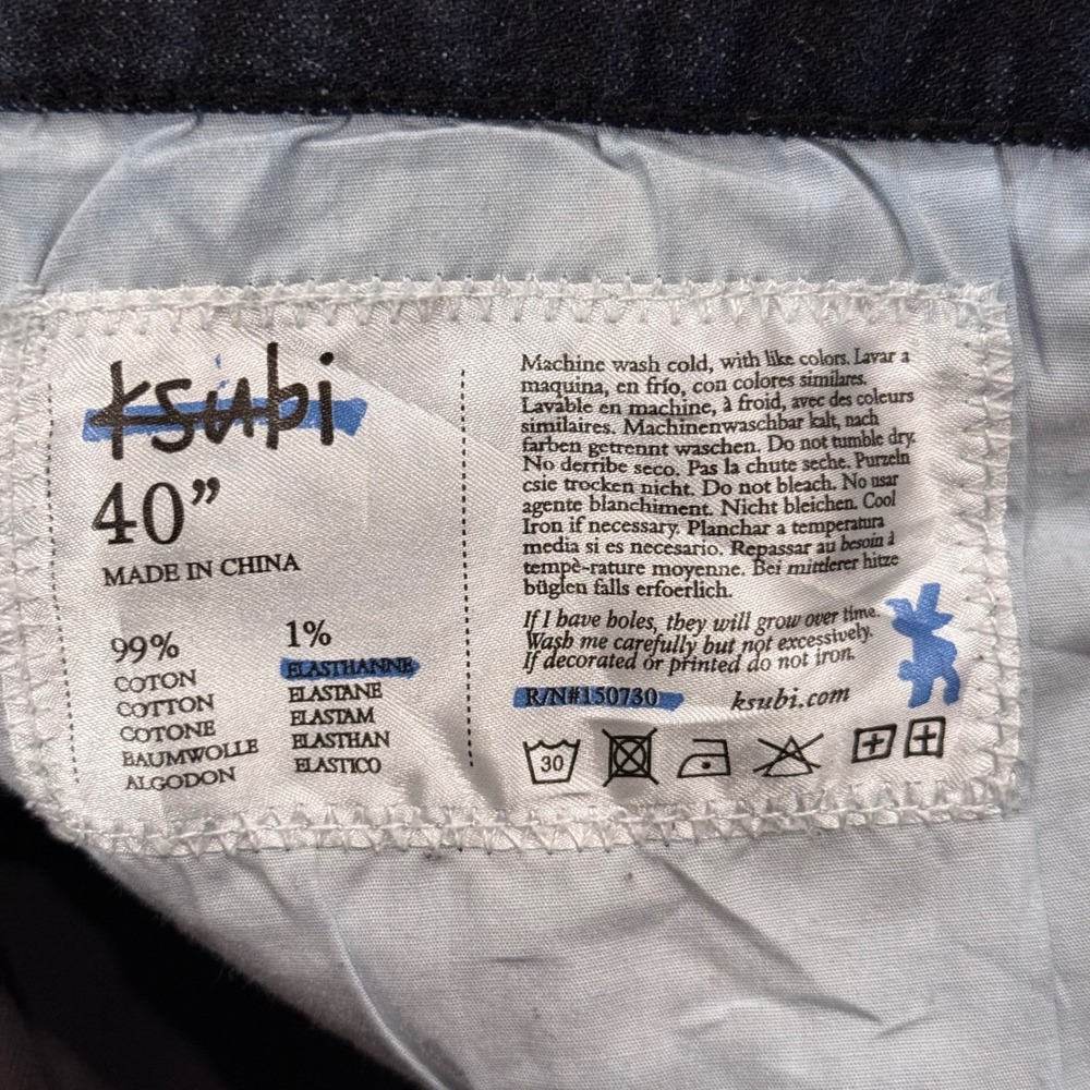 Ksubi Dark Wash Distressed Graphic Print Denim Selvidge button fly Jeans 40x30 - Picture 11 of 11